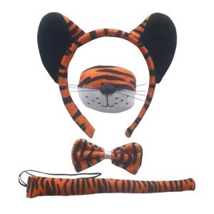 할로윈 파티 의상 세트에 대 한 4 Pcs 호랑이 의상 코스프레에 대 한 호랑이 귀 머리 띠 나비 넥타이 코 꼬리 포함 귀여운 생일 선물