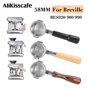 Breville BES920 용 바텀리스 포타필터, 980 990, 2 컵 필터 바구니, 커피 액세서리, 에스프레소 메이커, 바리스타 도구, 58mm