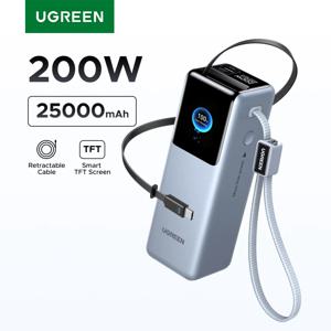 UGREEN Nexode Pro 200W 25000mAh 보조배터리 접이식 케이블 휴대용 PD 외장 배터리 노트북 고속 충전용 파워뱅크