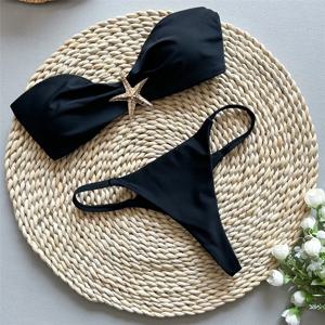 홀리데이 블랙 수영복 메탈 불가사리 반다우 비키니 미니 마이크로 끈 팬티 섹시 수영복 여성 2026 비키니 세트 여성용