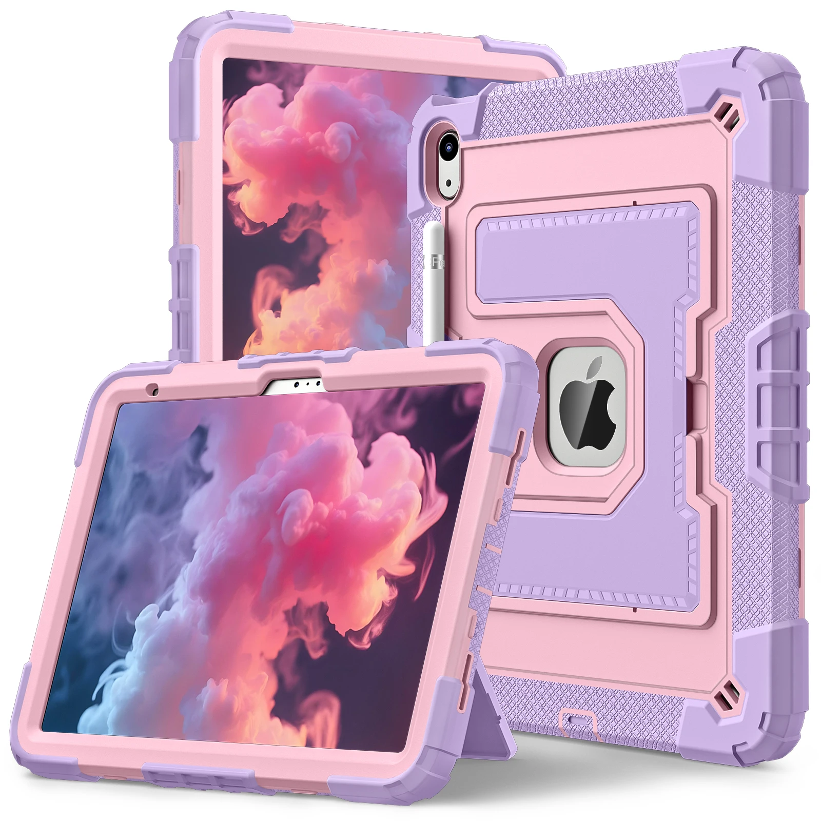 iPad A16 용 견고한 스탠드 케이스 11th 2025 10th 10.9 2022 10.2 7th 8th 9th Air 4 5 6 M2 M3 Mini 6 7 Pc 실리콘 미끄럼 방지 커버