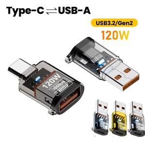 120W 고속 충전 USB 3.2-유형 C 어댑터 OTG 10GB PC 태블릿 용 고속 데이터 오디오 전송 Xiaomi Huawei USB C 변환기