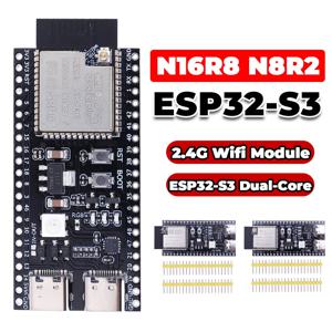 ESP32 S3 N16R8 N8R2 확장 어댑터 키트가 포함된 듀얼 Type-C 개발 보드 2.4G Wifi BT 모듈 ESP32-S3-WROOM1 44Pin Type-C