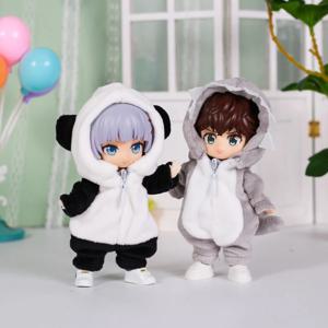 Ob11 인형 옷 귀여운 상어 팬더 동물 점프 슈트 후드 잠옷 Ob11,Obitsu11,GSC,1/12bjd 인형 옷 용 가정용 옷