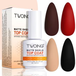 TWOING 15ml 매트 벨벳 탑코트 젤, 노와이프 다이아몬드 탑젤, 젤네일 전용 탑코트, 무광 롱래스팅, 스크래치 및 벗겨짐 방지, 살롱급 네일아트용