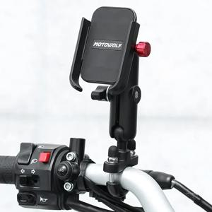 범용 12-24V 알루미늄 핸들바 오토바이 자전거 휴대폰 거치대 (USB 충전기 포함) 오토바이 백미러 휴대폰 거치대