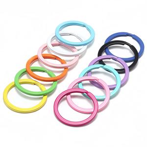 5/10Pcs 금속 다채로운 열쇠 고리 키 체인 분할 반지 DIY 수제 보석 액세서리 만들기위한 25/30mm 라운드 플랫 라인 열쇠 고리