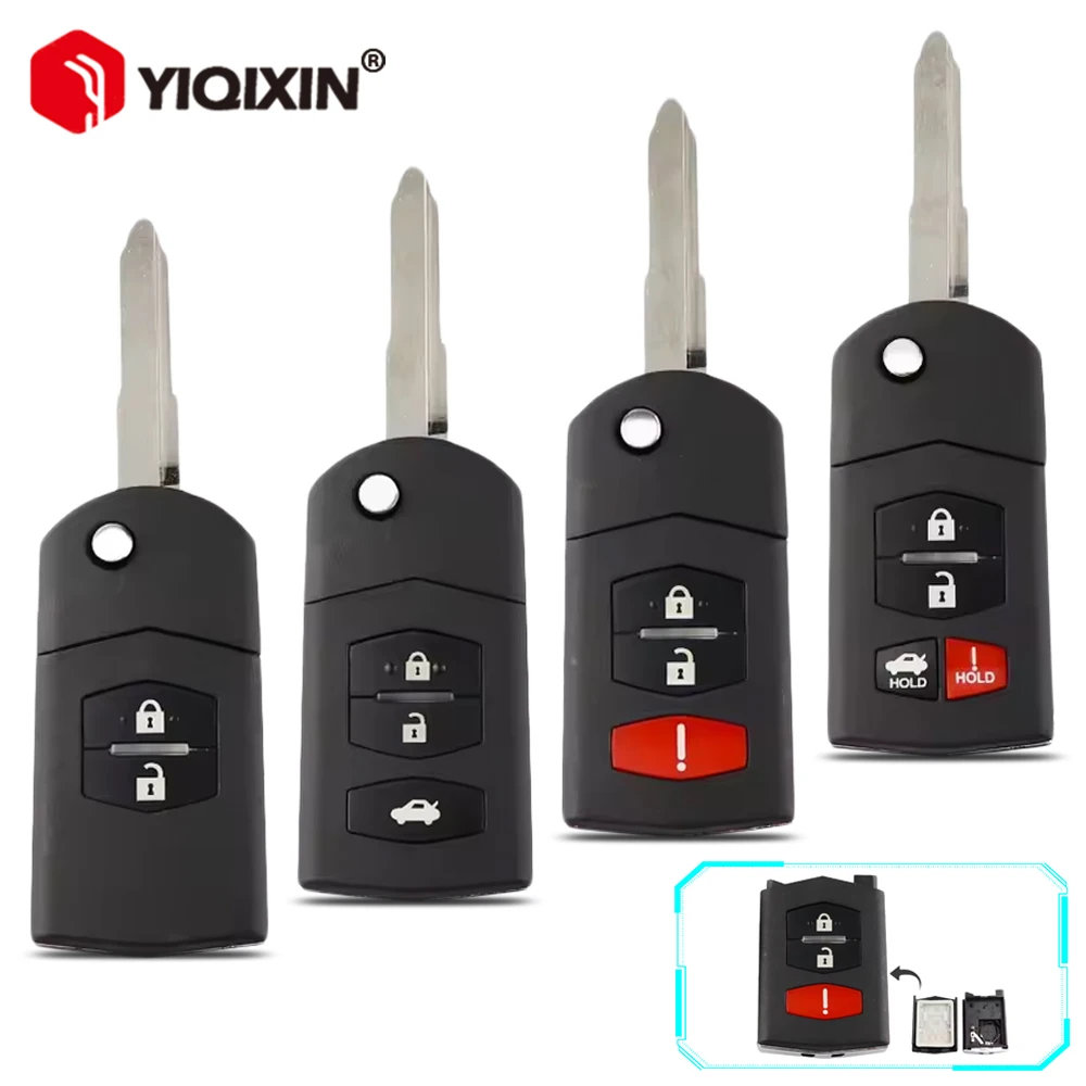 마쓰다 2 3 5 6 8 M6 RX 8 CX 7 CX 9 MX 5 CX 5 MPV 데미오 프레머시, 미쓰비시 시스템 2005-2011용 리모컨 자동차 키 쉘 (로고 없음)