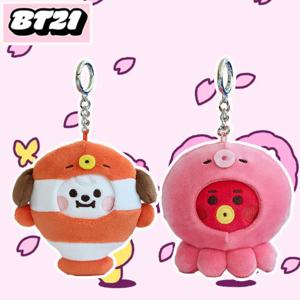 BT21 K팝 아티스트 키체인 펜던트 인형 오션 프렌즈 시리즈 키체인 귀여운 장식품 키체인 데일리 여행용 포장 장식