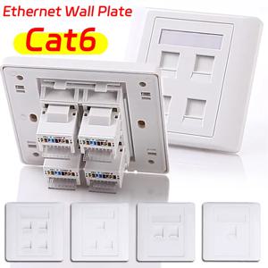 1/2/3/4 포트 CAT6 RJ45 네트워크 월 페이스 커버 인터넷 패널 압출 와이어 LAN 소켓 페이스플레이트 텐다 이더넷 스위치용 화이트