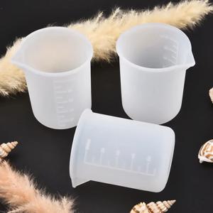 5pcs 100ml 실리콘 측정 컵 투명 스케일 표시가 있는 식품 등급 분리 컵 DIY 케이크 에폭시 수지 쥬얼리 만들기 도구