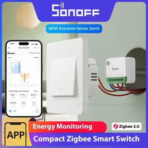 SONOFF MINI-ZB1GSP 미니 원 PM 지그비 스마트 스위치 16A 최대 전력 및 전기 요금 추적, 애플 홈을 통해 매터 브리지로 연결