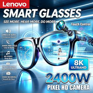 Lenovo AI 2400MP 8K HD 스마트 안경, 영상 번역 기능, 남녀 공용, 핸즈프리 통화, AI 채팅 기록, 음악 재생, 스마트 선글라스