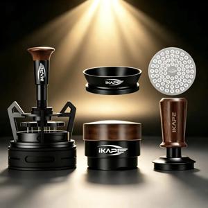 IKAPE 에스프레소 도구 5 in 1 우드 세트, 51mm/53.3mm/58.35mm 커피 머신용, 커피 탬퍼, 에스프레소 디스트리뷰터, V3 WDT 도구