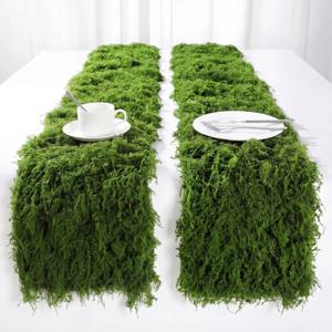 인조 이끼 매트 30x180cm 인조 잔디 테이블 러너 녹색 이끼 장식 웨딩 센터피스 요정 정원 공예품 홈 데코레이션