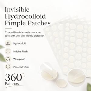 360개입 얼굴 여드름 패치, 투명 스킨케어 여드름 패치, 항염증 치유 흡수 스팟 스티커, 여드름 커버링