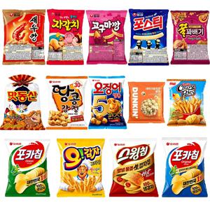(새우깡 꿀꽈배기 포스틱 고구마깡 자갈치)30g 던킨팝콘15g 맛동산93g 오징어땅콩85g 땅콩강정80g 감자스틱60g (포카칩 포카칩(어니언) 스윙칩(고추장) 오감자)30g