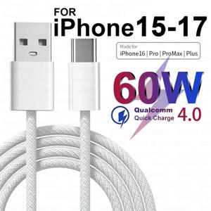 애플 아이폰 17 16 15 프로 맥스용 정품 60W USB 고속 충전 케이블, 샤오미 삼성용 USB 타입 C 퀵차징 케이블