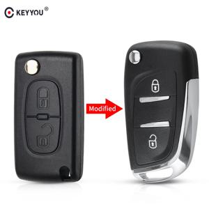 KEYYOU 수정 된 플립 자동차 키 쉘 원격 키 케이스 시트로엥 C2 C3 C4 C5 C6 XSARA PICA 푸조 306 407 807 CE0523