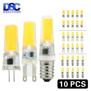 10 개/몫 LED G4 G9 E14 3W 6W 전구 AC/DC 12V 220V LED 램프 COB 스포트라이트 샹들리에 조명 교체 30W 60W 할로겐 램프