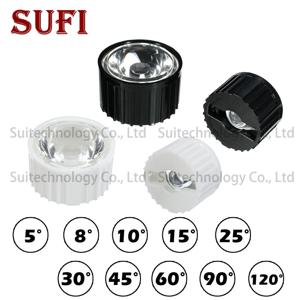 고출력 1W 3W 5 W LED 렌즈, 5, 10, 15, 25, 30, 45, 60, 90/120 도 반사경 콜리메이터, 20mm PMMA 렌즈, 1 3 5 W LED용