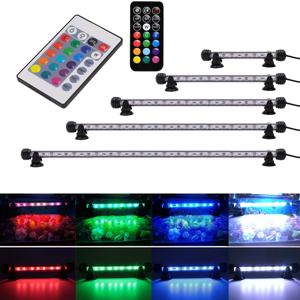 어항 라이트 바 RGB 리모컨 다이빙 램프, 5050SMD 식물 재배 수중 조명, 19cm 29cm 39cm 49cm 59cm
