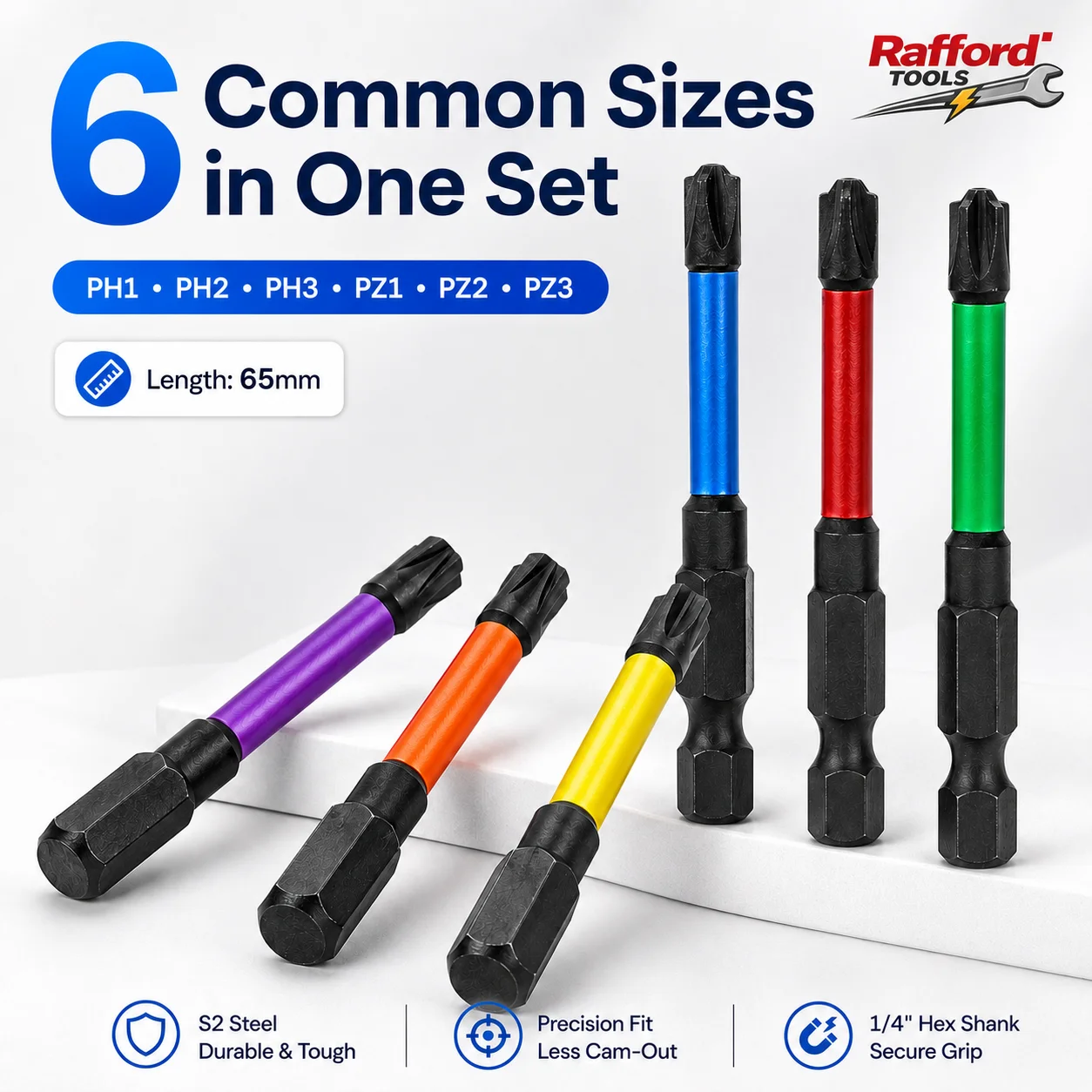 6Pcs 65mm 전기 기사용 회로 차단기 용 자기 특수 슬롯형 십자 드라이버 비트 FPH FPZ 소켓 스위치 전동 공구