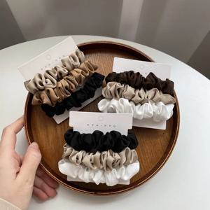 3 개/대 실크 새틴 Scrunchies 여성 솔리드 컬러 헤어 로프 우아한 포니 테일 홀더 고무 밴드 탄성 헤어 밴드 헤어 액세서리