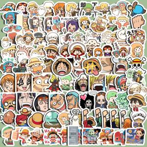 100PCS 어린이를위한 멋진 원피스 애니메이션 만화 스티커 데칼 DIY 노트북 스크랩북 냉장고 낙서 재미 있은 스티커 장난감 선물