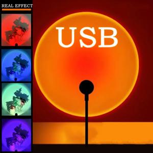 USB 선셋 램프 LED 레인보우 네온 야간 조명 프로젝터, 홈 장식 분위기 조명, 침실 거실 벽 선물 사진, 5V