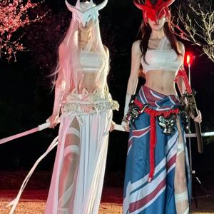 요네 코스프레 의상 게임 LOL 잊혀지지 않는 요네 롤플레잉 섹시 드레스 유니폼 할로윈 카니발 의상 남녀 공용
