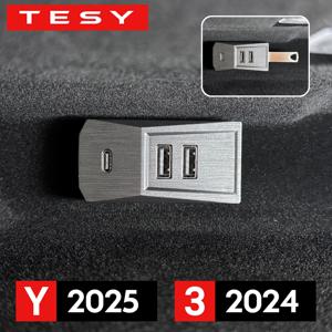 테슬라 신형 모델 Y 런칭 주니퍼 2025 모델 3 하이랜드 2024용 글로브박스 USB 허브 타입-C 포트 분배기 도킹 스테이션 데이터