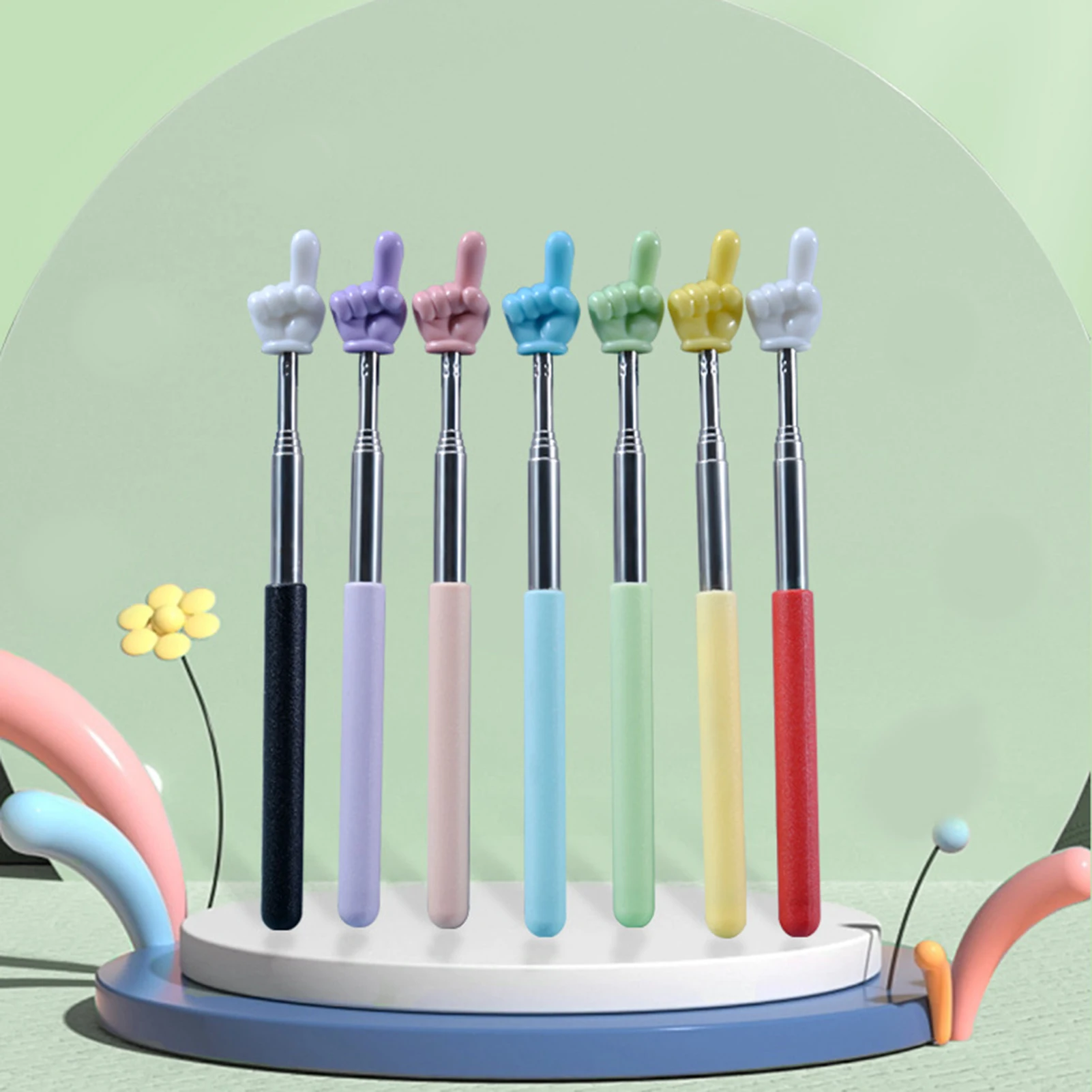 다채로운 색상의 접이식 교사용 포인터 스틱, 어린이 손가락 포인터, 플라스틱 긴 텔레스코핑 핸드 포인터 (초등학교용)