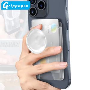 MagSafe Wallet 용 Grippopso Magentic 전화 카드 그립 홀더, iPhone 15 Pro Max 14 13 또는 Samsung Stand 용 2 In 1 Wallet