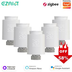 EZAIOT Tuya ZigBee 스마트 TRV 온도 조절 밸브 온도 조절기 라디에이터 액추에이터 온도 컨트롤러 음성 Alexa Google Home Alic