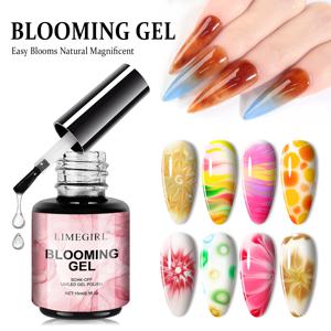 LIMEGIRL 15ML 네일 블루밍 젤 UV 소크 스프레드 마블 블라썸 스프레딩 효과 기능성 네일 아트 클리어 블루밍 젤 폴리쉬