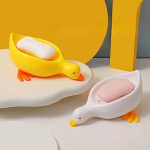 랜덤 비누 받침대 자동 배수 비누 랙 오리 모양 창의적인 랙 샤워실 욕실 주방 욕조 싱크대 트레이 브래킷 욕실용