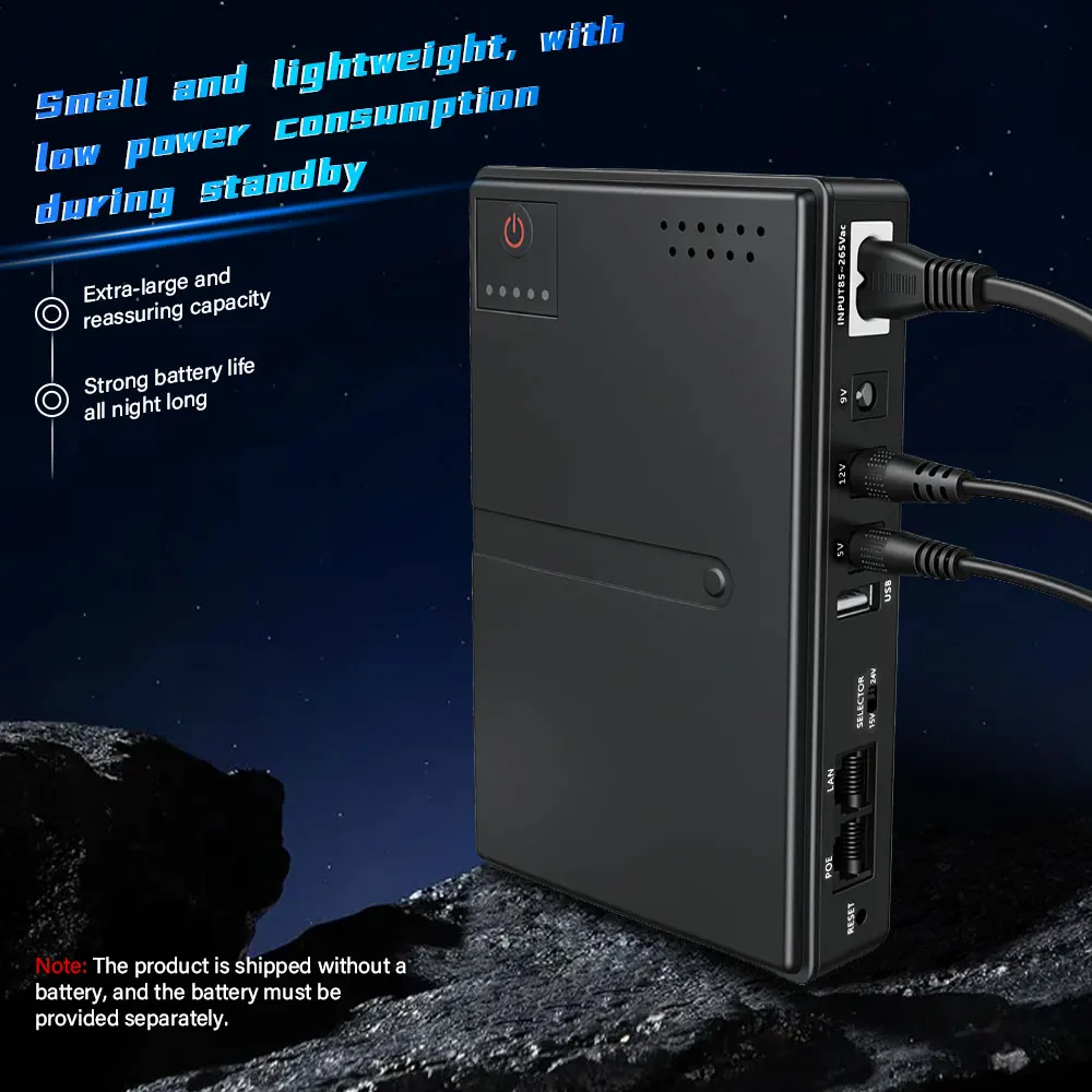 DC UPS 교체 가능 배터리 무정전 전원 공급 장치 5V 9V 12V 광학 WiFi 라우터 모니터링 UPS 백업 전원 어댑터