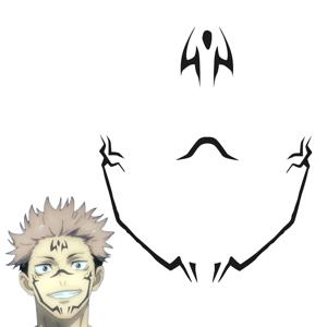 Sukuna Ryoume 얼굴 문신 스티커 코스프레 판타지 소품 애니메이션 Jujutsu Of Kaisen 남성 의상 변장 액세서리 할로윈 소품