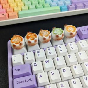 귀여운 태국 고양이 커피 만화 키캡 카와이 PBT 기계식 키보드 키캡 맞춤형 DIY 애니메이션 게임 액세서리 선물
