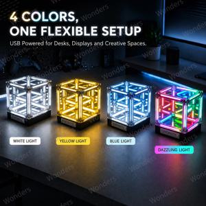하이퍼큐브 LED 박스 기크 DIY 무선 테이블 조명 피규어 전시 케이스 인피니티 미러 4D 박스 심연 터널 장식품