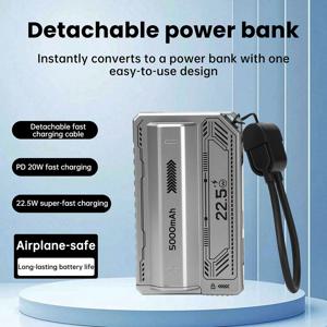 21700 파워 뱅크 케이스 PD 20W 고속 충전 내장 케이블 탈착식 파워 뱅크 DIY 배터리 케이스 (배터리 미포함)