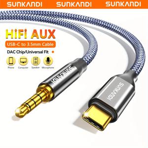 SUNKANDI USB C - 3.5mm 오디오 케이블, iPhone 16 15 Pro Max, Samsung Galaxy용 DAC 포함 C타입 - 3.5mm 헤드폰 차량용 스테레오 케이블