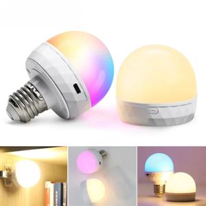 RGB LED 전구 USB 5V 충전 스마트 원격 제어 디밍 가능 침실 침대 옆 거실 바 LED 조명기구
