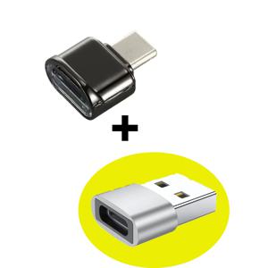 2개의 TF 카드 리더기, 실버 USB C-USB 어댑터, iPhone 17/17 Pro 및 기타 휴대폰에 적합