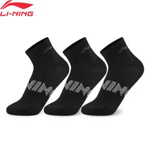 Li-Ning 남녀공용 3쌍 양말 스포츠 스타일 57% 면 23.8% 아크릴 17.1% 폴리아미드 2.1% 엘라스테인 22-28cm LiNing Letters 양말 AWTW007