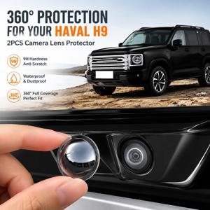 Haval H9용 2PCS 9H 강화 유리 자동차 카메라 렌즈 보호대, 긁힘 방지 방수 360 °   후방 카메라 커버
