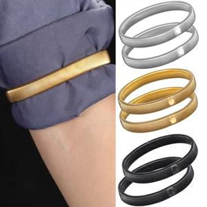 2Pcs 탄성 셔츠 소매 홀더, 남성 여성을 위한 금속 팔 밴드, 조절 가능한 셔츠 가터, 의류 액세서리