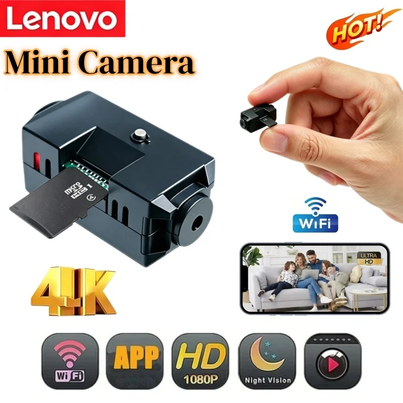 Lenovo 4K 미니 야간 투시 무선 감시 카메라: 가볍고 휴대하기 편리하며, 선명한 화질과 움직임 감지 기능을 갖춘 고품질 카메라입니다.