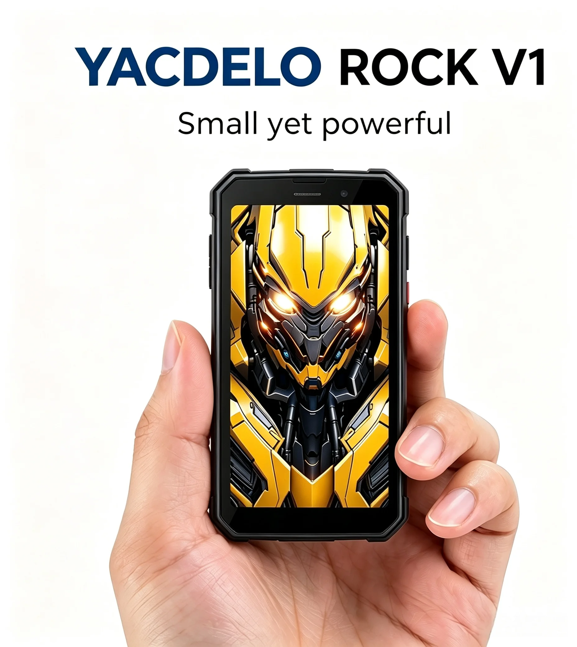 야크델로 락 V1 미니 러기드폰 컴팩트 사이즈 4.96인치 디스플레이 3GB 32GB 탈착식 3000mAh 배터리 안드로이드 16 GO 경량폰